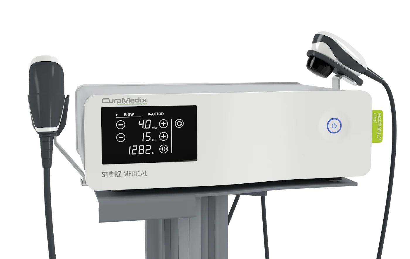 CuraMedix Ultra 100+ radial shockwave machine by Storz Medical with two handpieces